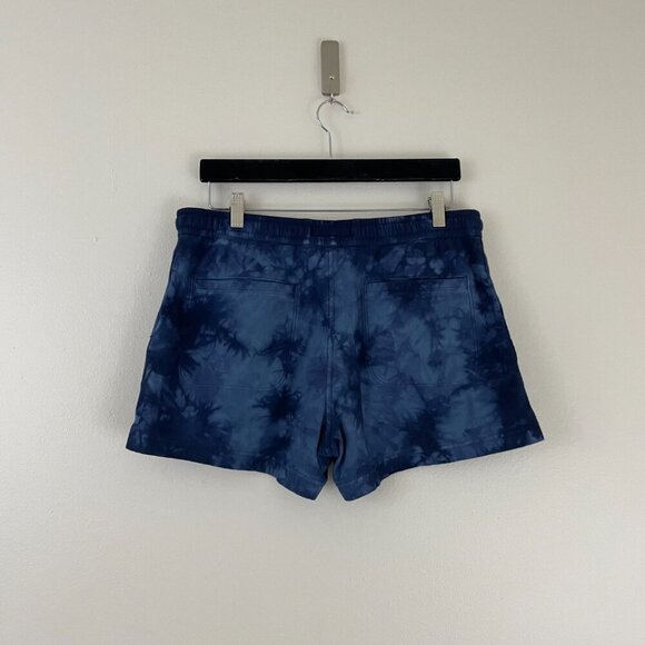 Athleta Farallon Blue Tie Dye Cotton Pull On Shorts Size Large - Picture 2 of 5